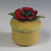 Vessel glass enamel with red flower