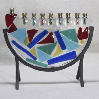 Fused Glass Menorah 105