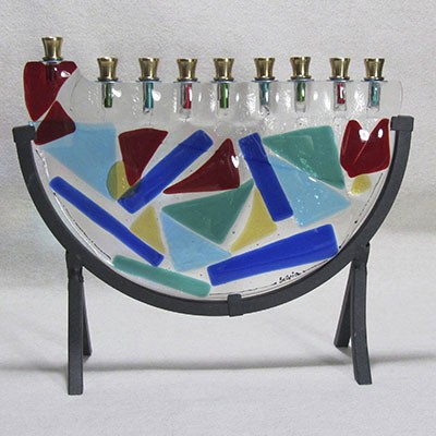 Fused Glass Menorah 105