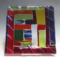 Fused glass Platter Multicolor 101
