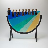 Menorah semicircle blue and greens