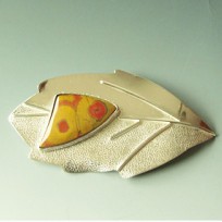 Sterling silver brooch with Poppy Jasper